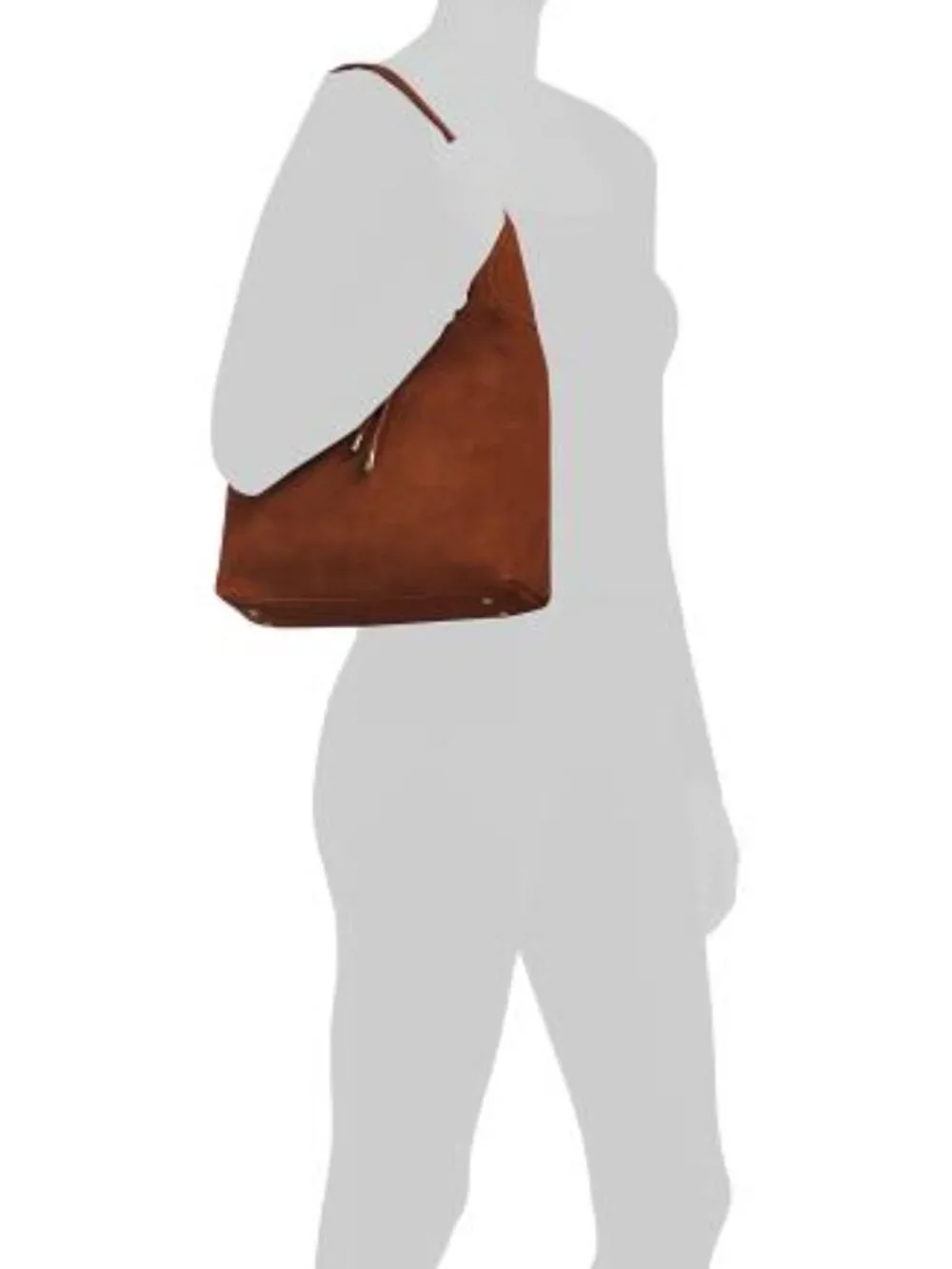 MADE IN INDIA Suede Hobo Bag With Hardware Flap